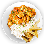 Chicken Curry, Rice & Chips 